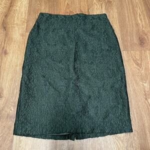 Ann Taylor Womens Dark Green Lace Stretch Pencil Skirt Size 0P Petite